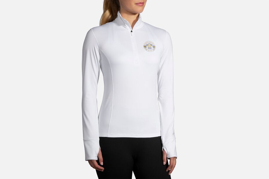 Womens Brooks Dash 1/2 Zip Outerwear White/Team Brooks | 045319-XME